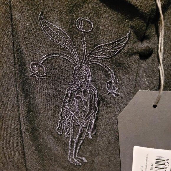 Disturbia Mandrake Linen-Blend Embroidered Midi Dress US Size Large - Picture 3 of 8